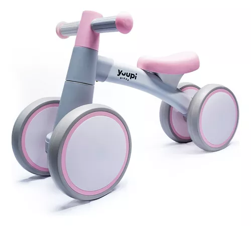 Bicicleta De Equilíbrio Infantil S Pedal Rosa 4 Rodas Yuupi YP028