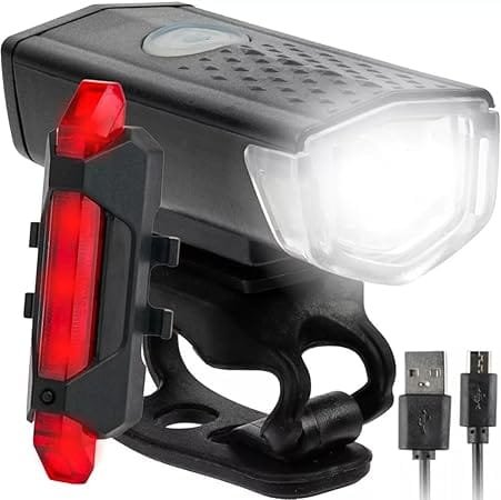Kit de luzes de bicicleta recarregável, conjunto de farol e lanterna traseira