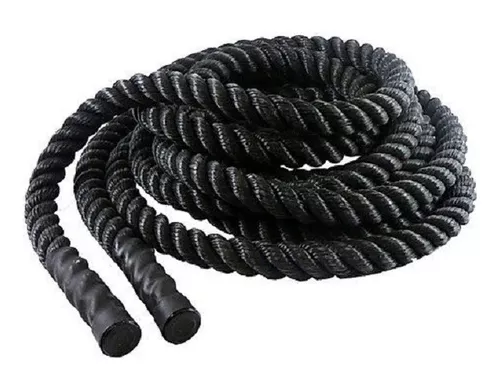 Corda Naval Preta 40 Mm 10 Mts Com Protetor Treino Funcional Ropeshop