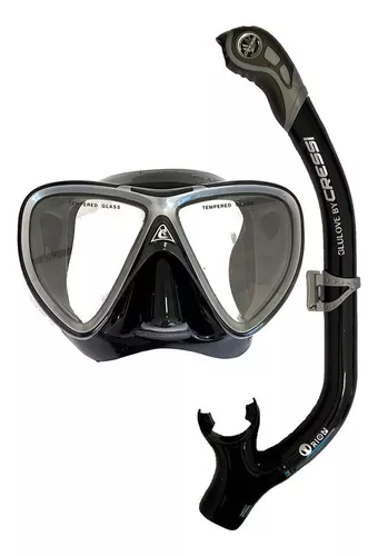 Kit De Mergulho Máscara E Snorkel Cressi Ikarus Semi Dry