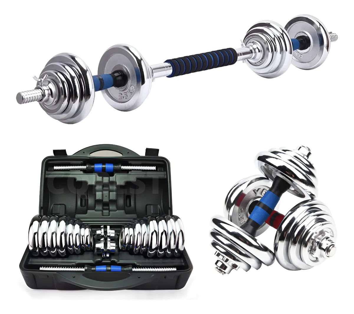 Maleta De Halteres Barra Anilhas Dumbbell Kit Completo 30kg Aikau