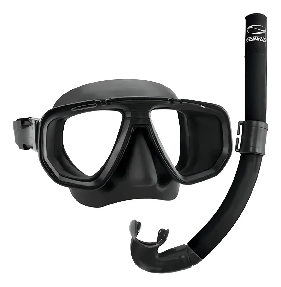 Kit Mergulho Seasub Dua Máscara Preta e Snorkel