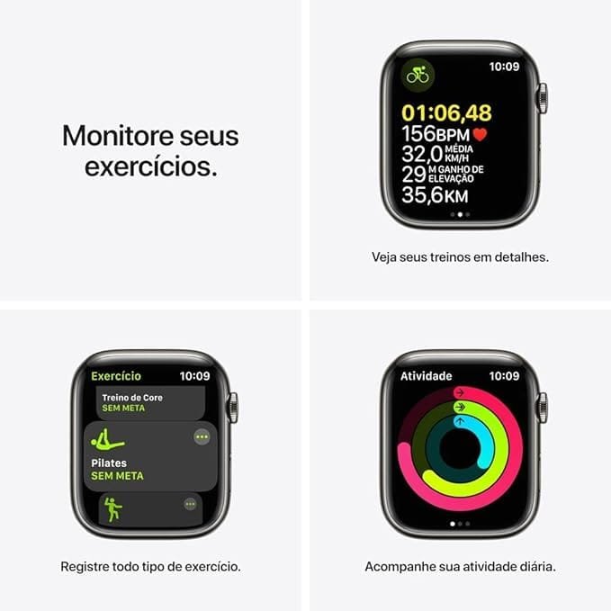 Apple Watch Series 7 com GPS Caixa em Aço Inoxidável - 5