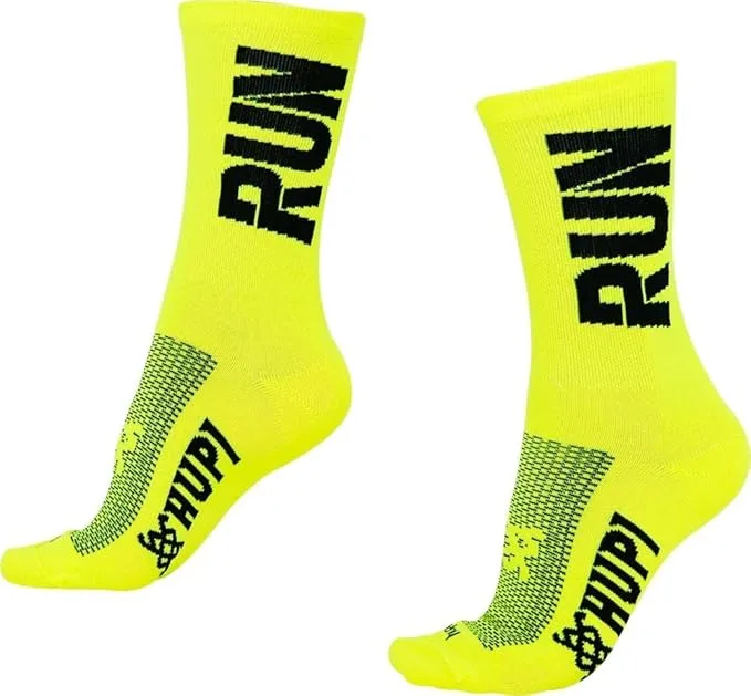 Meia Hupi Run para Corrida Amarelo Preto