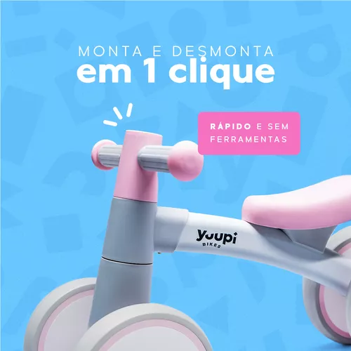 Bicicleta De Equilíbrio Infantil S Pedal Rosa 4 Rodas Yuupi YP028 - 2