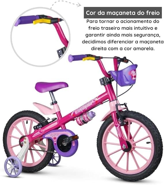 Bicicleta Infantil Feminina Top Girls Aro 16 Nathor - 3