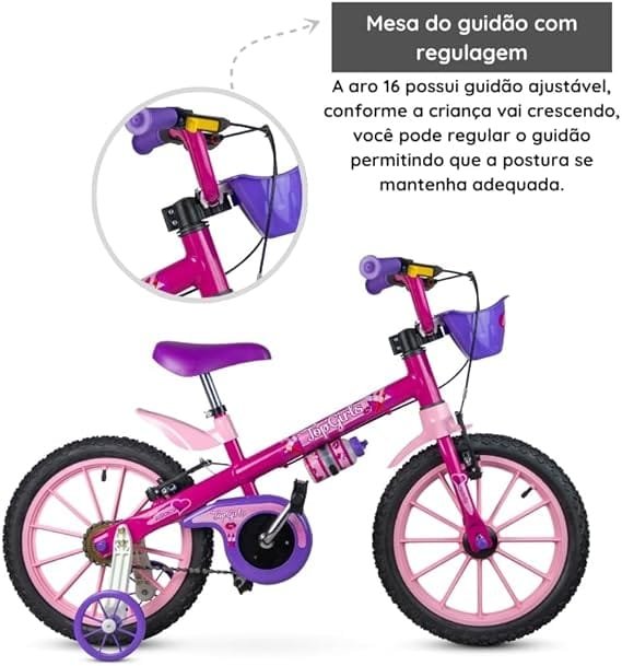 Bicicleta Infantil Feminina Top Girls Aro 16 Nathor -5