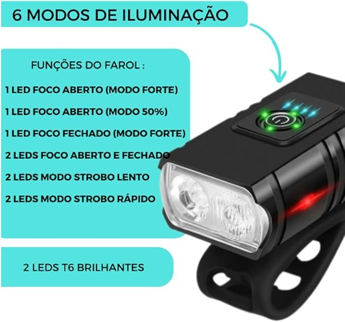 Kit Lanterna De Bike Bicicleta 2 Led Bike Light - 3