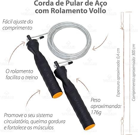 Corda de Pular de Aço Cross com Rolamento Vollo VP1045 - 4