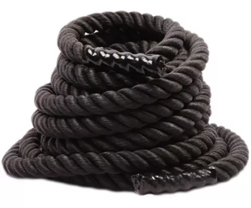 Corda Naval Preta 40 Mm 10 Mts Com Protetor Treino Funcional Ropeshop - 2