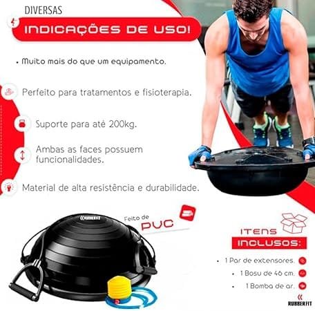 Meia Bola Suiça Equilíbrio Balance Dome Ball Rubber Fit - 3