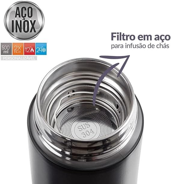 Squeeze Térmico Inox Preto 500 ML Termopro - 2
