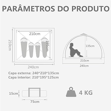 Barraca Camping para 3 4 Pessoas JoyFox - 2