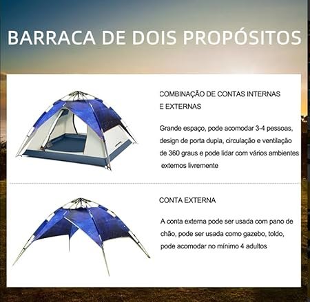 Barraca Camping para 3 4 Pessoas JoyFox - 3