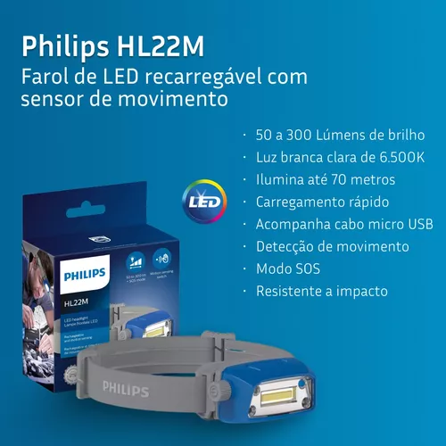 Lanterna De Cabeça Led Forte Recarregável Com Sensor Philips - 3