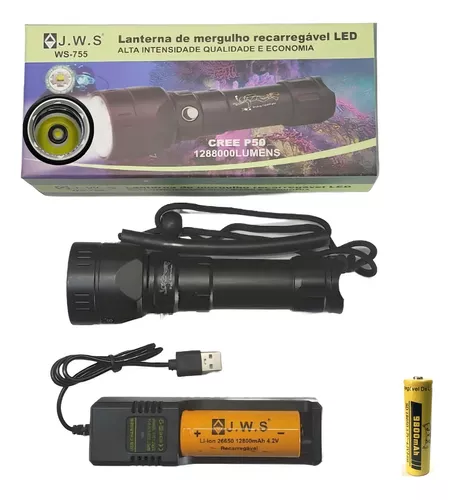 Lanterna Profissional Mergulho Led P50 JWS WS-755 - 2