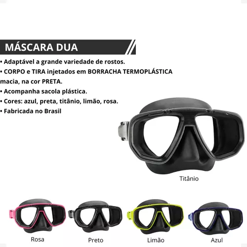 Máscara Mergulho Dua Seasub Lente Vidro Temperado - 3