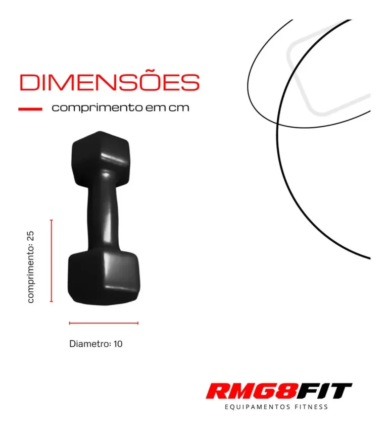 Halter Emborrachado RMG8 FIT 4 Kg Preto Hexagonal - 3