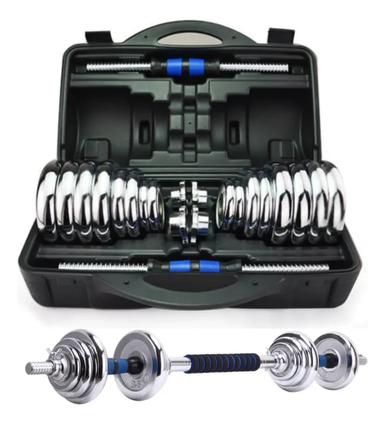 Maleta De Halteres Barra Anilhas Dumbbell Kit Completo 30kg Aikau - 4